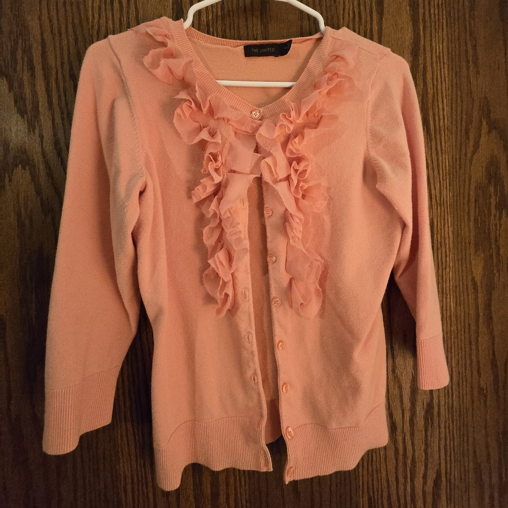 The Limited Coral Ruffle-Trim Cardigan